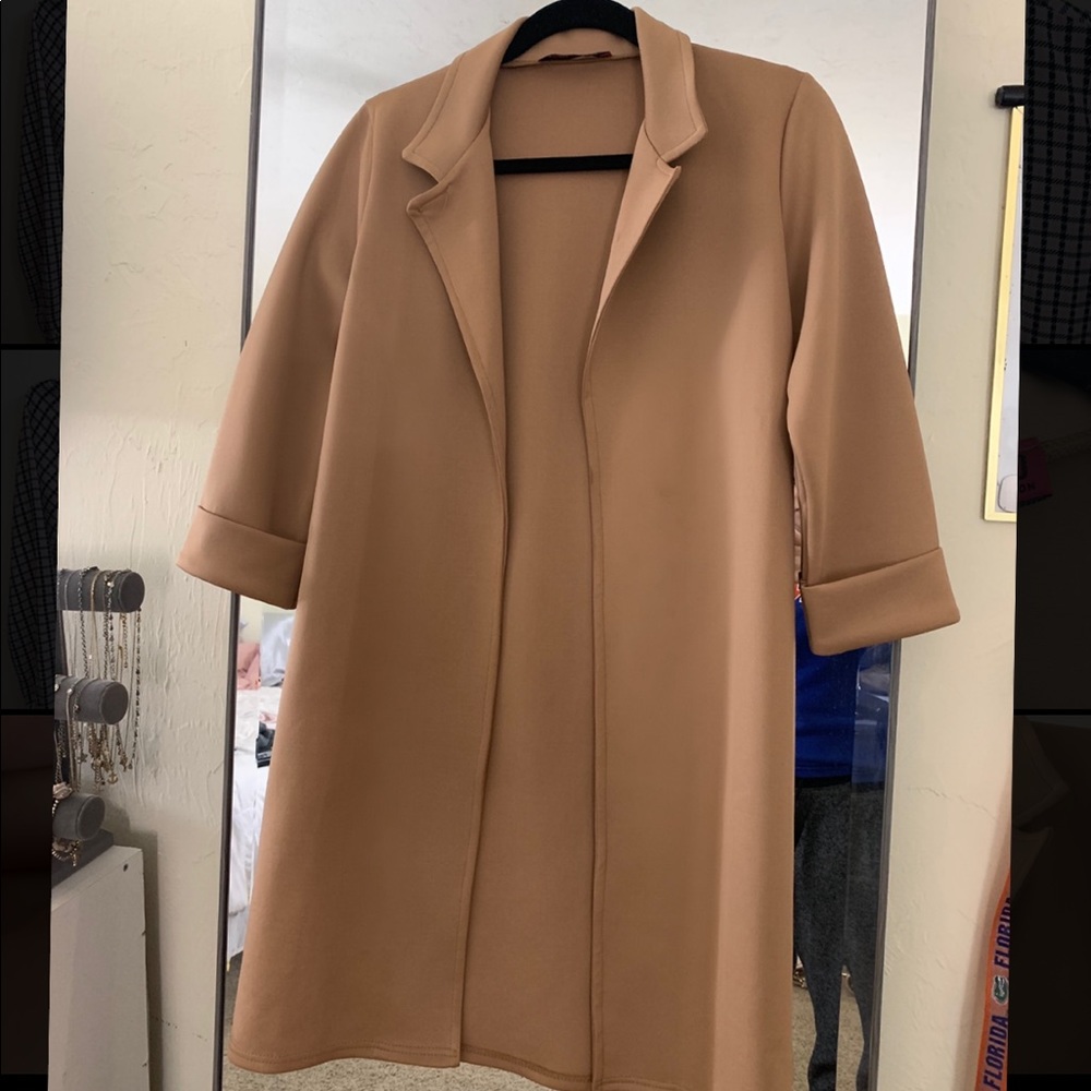 Boohoo tan duster trench coat | nude beige camel